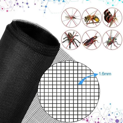 Moustiquaire Fenêtre 300x120cm Fibre de Verre Moustiquaire Rouleau Type Moustiquaire Maille Moustiquaire Moustiquaire Fenêtre DIY Moustiquaire pour Porte et Fenêtre (Noir) Ikodm (1/4)