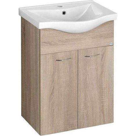 Aqualine Keramia Fresh - Mueble de lavabo 51x74x34 cm, roble platino 50058 (1/5)