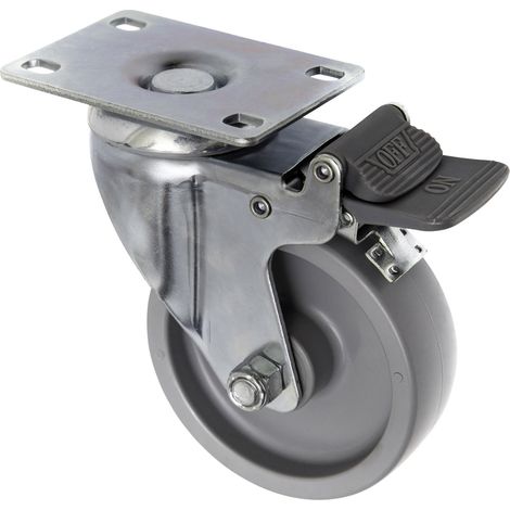TOOLCRAFT TO-5137938 Lenkrolle 100 mm mit Feststellbremse und Anschraubplatte Tragfähigkeit (max.): (1/3)