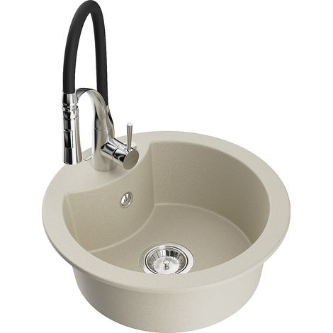Mexen Diego fregadero de granito de 1 cubeta con grifo de cocina Aster, beige - 6512-69-73450-07 (1/5)