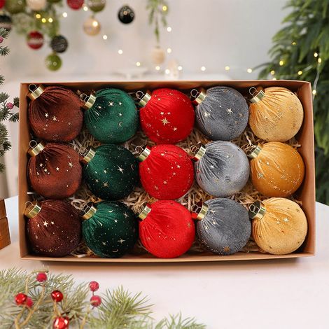 Boule De Noël En Velours - 15 Pièces - 8 Cm - Décoration Pour Arbre De Noël - Ensemble Résistant Aux Chocs (1/5)