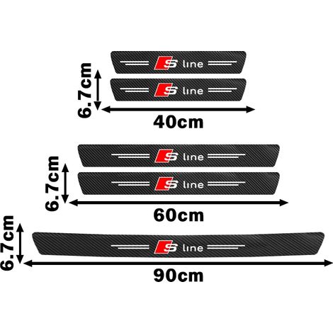 (Lot de 5 protections de seuil de porte en fibre de carbone pour Audi S line Q3 Q2 Q7 A3 B5 B6 B7 B8 B9 8P 8V 8L A5 A4 C6 C5 A1 A6)