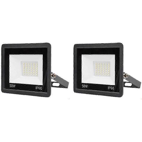 Deux projecteurs de sécurité extérieurs à LED PIR ultra-lumineux de 50 W avec alimentation externe et étanchéité IP66. (1/5)