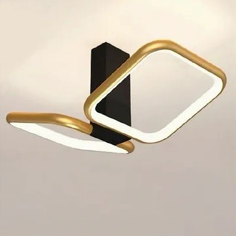 TrAdE Shop Traesio - Plafoniera Led 20watt 2 Quadrati Oro Design Moderno Lampadario Da Soffitto 50575 - (1/5)