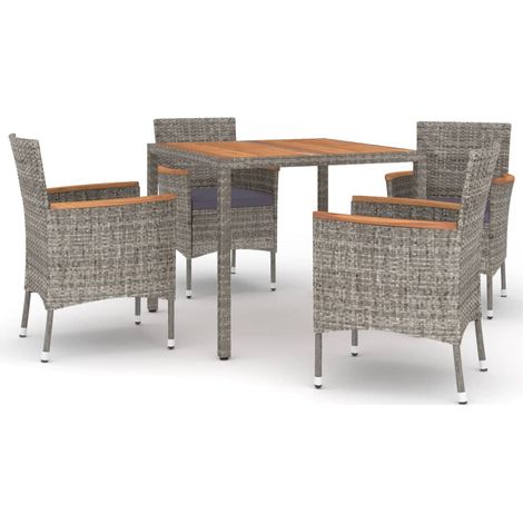 Maison Exclusive - Ensemble à manger de jardin 5 pcs coussins gris résine tressée