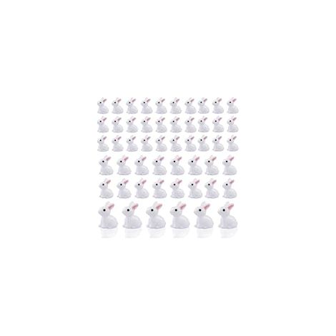 Lot de 100 figurines miniatures de lapin de Pâques - Décoration de jardin - Paysage en mousse - Petits lapins en résine - Décoration de gâteau DIY - Mini ornements pour fête de Pâques