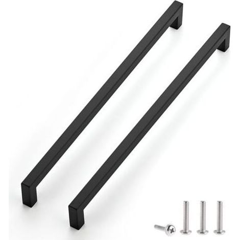 Wholesale Lot of 2 Black Furniture Handles with 288mm Hole Spacing for Kitchen Cabinets, Stainless Steel Drawer Handles, Black Door Handles for Kitchen Cabinets (1/4)
