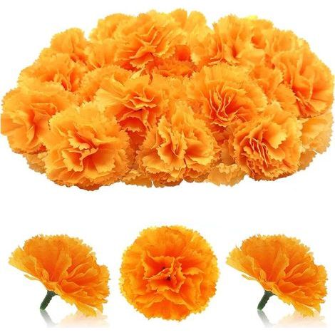 30 Pcs Têtes de Fleurs en Faux œillet, Fleurs Artificielles Marguerite Fleurs Artificielles Deco, Convient pour Les Fêtes, la Décoration de la Maison, la Décoration de Mariage 45cm(Orange) (1/5)