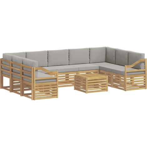 Ensemble de canapés d'extérieur 10 pc Blanc et gris clair vidaXL (1/5)