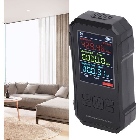 [Strahlungsdetektionsgerät] [Dosimeter mit schwarzer LED] [Groß]: Dreifach-Parameterdetektor: HF-Feld, Magnetfeld, Pegelanzeige, akustisches Signal. Tragbar, für Haushaltsgeräte und Industrie. ABS. AA (1/5)