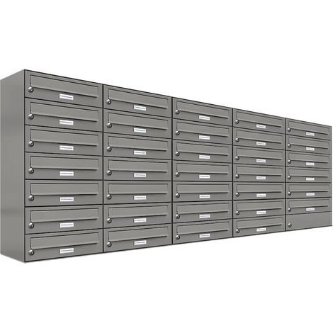34er Premium Briefkasten Aluminiumgrau RAL Farbe 9007 für Außen Wand Postkasten (1/5)