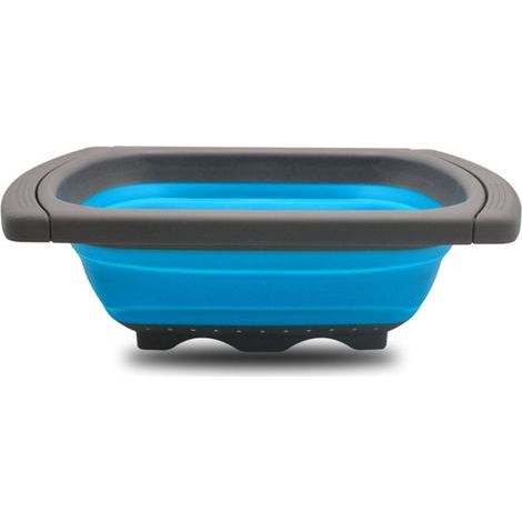 Passoire pliable extensible avec poignées, panier égouttoir de cuisine réutilisable – bleu (1/5)