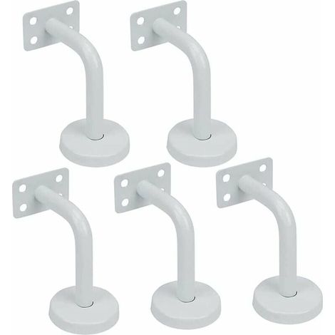 Lot de 5 Supports de Rampe pour Escalier, Fixations en Acier Inoxydable Blanc pour Main Courante - 60x80mm, Vis Incluses, Idéal pour Garde-Corps Intérieur et Extérieur (1/4)