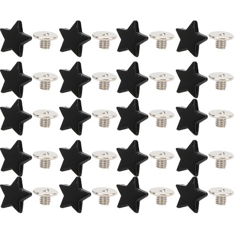 20 Étincelants Clous Rivets Étoile Noirs avec Vis pour Décoration DIY Vêtements Chaussures Accessoires (1/5)