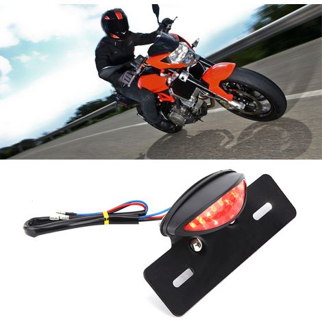 Feu arrière moto universel rétro LED, stop et plaque d'immatriculation, clignotants intégrés, noir, kit éclairage personnalisé (1/5)