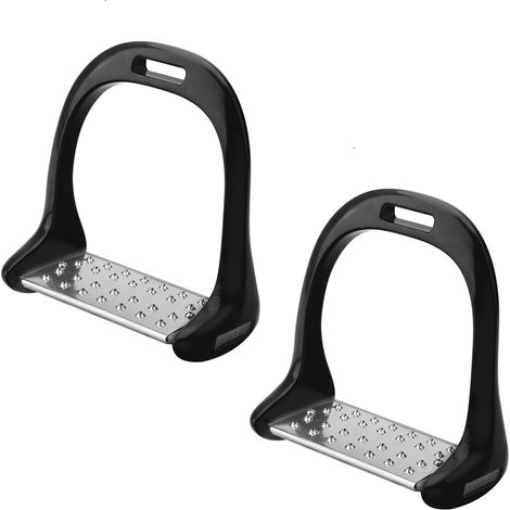Étrier d'équitation en acier inoxydable, coussin antidérapant, selle en aluminium avec peinture noire (1/5)