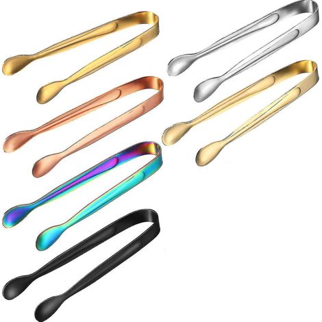 Pinces à sucre, pinces à bonbons, lot de 6, multicolores, en acier inoxydable, pinces à glaçons pour fêtes, mariages, buffets de salades et cuisines. (1/4)