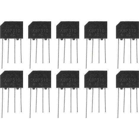 Lot de 10 diodes redresseuses KBP310 monophasées, 1000 V/3 A, à Double alternance, 3 A, 1000 V, en Silicium, 4 Broches (1/5)