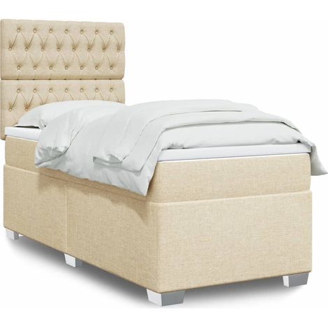 Boxspringbett mit Matratze Creme 100x200 cm Stoff