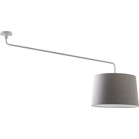 Vivien Plafoniera da Soffitto Bianca con Paralume Conico Grigio E27 IP20 48cm - Design Moderno in Metallo e Tessuto per Interni - Rossini Group (1/5)