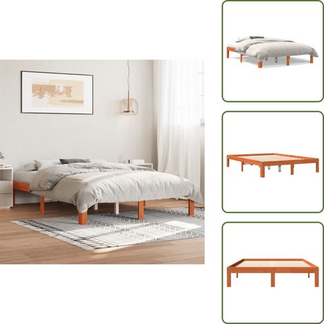 Madera maciza - vidaXL Estructura de cama sin colchón madera maciza marrón 135x190 cm - Cama de pino