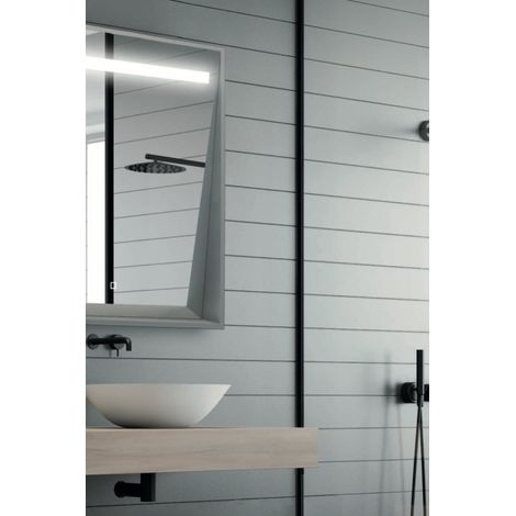 Aelle - Miroir incliné à 5° rectangle, LED 90x70 cm avec variateur d'intensité - ZENITH (1/4)
