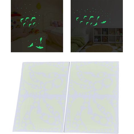 Autocollants phosphorescents, stickers muraux phosphorescents, stickers adhésifs, stickers phosphorescents, stickers de décoration pour chambre d'enfant, jolis stickers dauphins phosphorescents. (1/5)