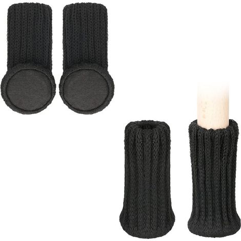 Schwarze Möbelbeinsocken (4er-Set) – Schutzkappen für Stuhl-, Tisch- und Hockerbeine – Acryl-Bodengleiter (1/4)