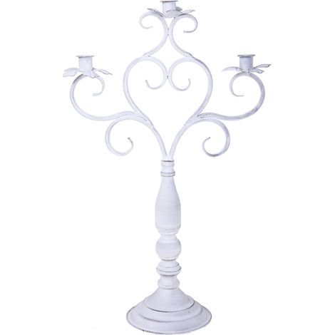 Candeliere Composto da 3 Bracci Altezza 59,5 cm Bianco (1/2)