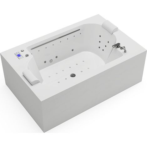 Vasca per balneoterapia a LED 2 posti 450 litri 185 x 120 x 65 cm Bianca - DEFORIA (1/4)