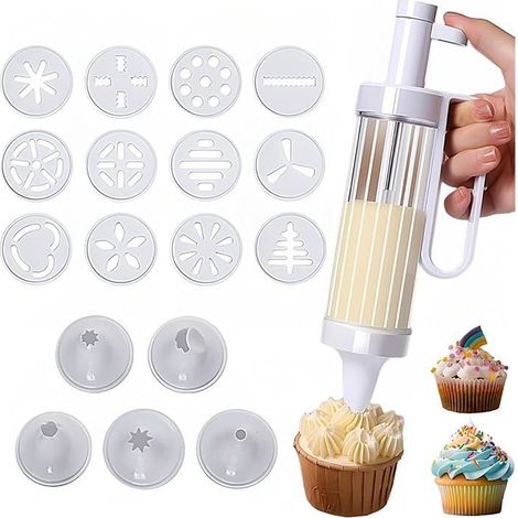 Ecleanfy - Seringue à décorer avec 6 douilles réutilisables. Outil de décoration pour glaçage, biscuits et gâteaux. Pour maison. (1/5)