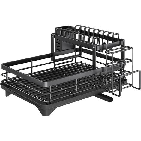 Égouttoir de cuisine en acier au carbone épais – antirouille, égouttage à 360° – noir (1/5)