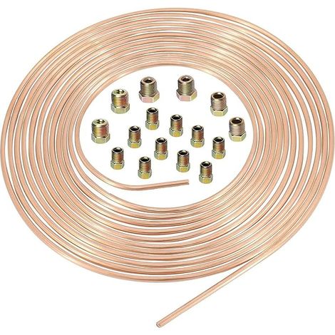Copper Coated Brake Hose 25ft/7.62m Ø 4.75mm with 16 Fittings