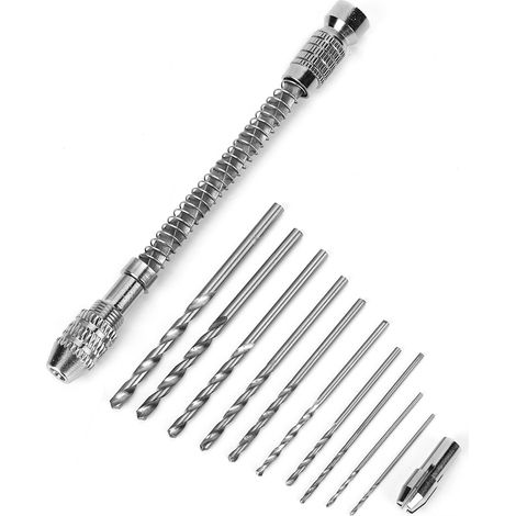 Perceuse à main semi-automatique hélicoïdale en alliage d'aluminium avec 10 forets pour le travail du bois et la fabrication de maquettes (1/5)