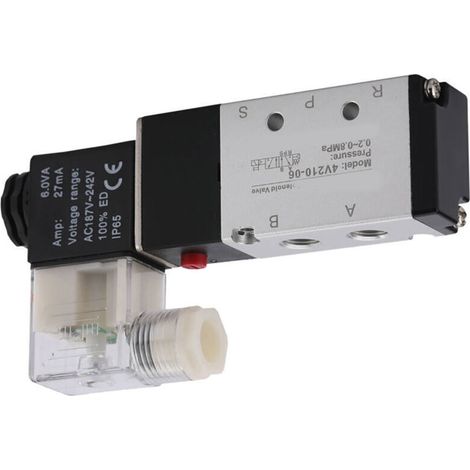 Jeffergarden Distributeur pneumatique 2 positions / 5 voies 4V210-08 - Alliage d'aluminium - AC220V (1/5)