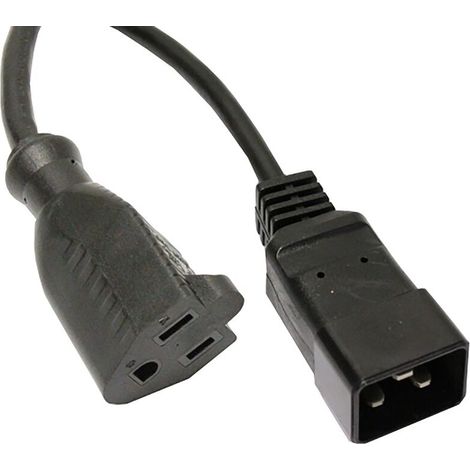 Cordon d'alimentation américain NEMA-5-15R IEC-60320-C20 0.4m noire (1/4)