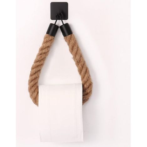 Porte-Papier Toilette Noir (Lot de 3) en Corde de Chanvre, Support Rouleau pour Salle de Bain et Cuisine (1/5)