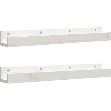 vidaXL Estantes de pared 2 uds madera maciza de pino blanco 80x12x9 cm (1/2)