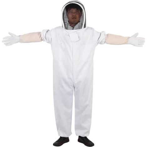 Gants d'apiculture professionnels - Taille XXL - Coton - Blancs - Taille ajustable (1/4)