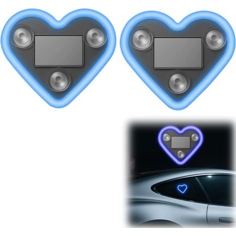 Lot de 2 néons LED en forme de cœur, alimentés à l'énergie solaire, étanches IP65, éclairage d'ambiance avec plusieurs modes, décoration romantique pour voiture et extérieur (Bleu) (1/5)