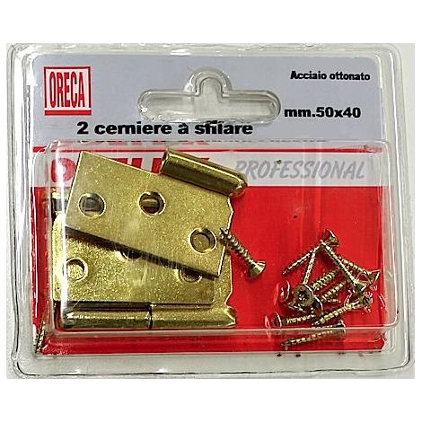 ORECA - 2 CERNIERE A SFILARE SINISTRE 50X40 OTTONATE