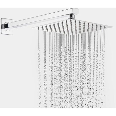 20 cm quadratischer Duschkopf aus Edelstahl – Wassersparend, Regendusche, 1/2"-Gewinde, 360° drehbar, neigbar, einfache Installation (1/5)