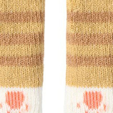 Lot de 4 chaussettes de protection pour pieds de meubles, motif pattes de chat mignonnes, double couche épaisse, anti-rayures et silencieuses, jaunes. (1/5)