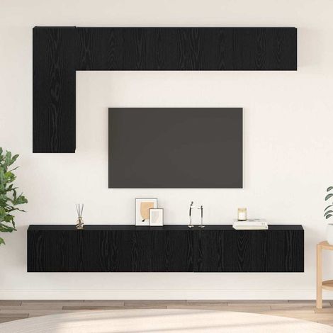 TV-Schrankset 6 pcs Schwarz Eichen-Optik Holzwerkstoff