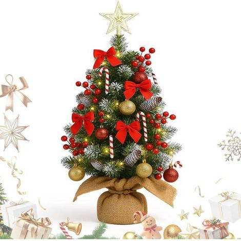 Sapin Noël artificiel 60 cm LED intégrées – Compact, décoratif – Pour table, bureau (1/5)