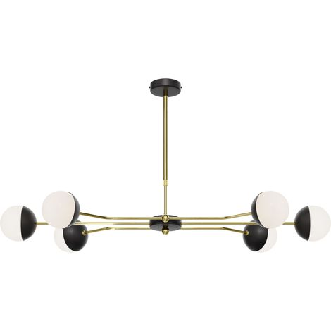 Lampada sospesa moderna nero oro, 6 sfere G9 Trento (1/2)