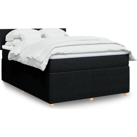 vidaXL Giroletto a Molle con Materasso Nero 140x190 cm in Tessuto (1/5)