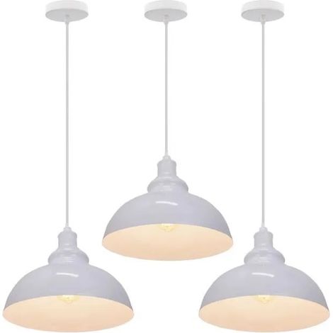 U-Do 3Pcs Lustre Suspension Luminaire Ajustable Vintage E27 Lampe en Fer Blanc Lustre éclairage pour Cuisine Bureau Salon (1/4)