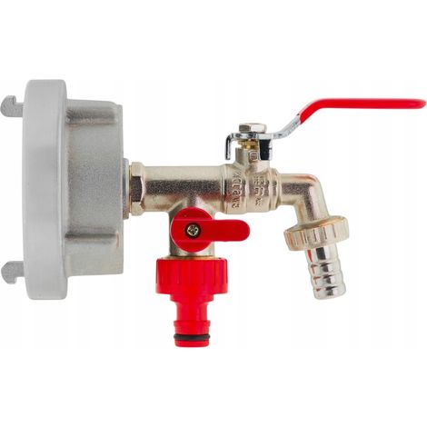 Conector de hidrante Storz C-52 + válvula de bola de 1/2" con doble salida (1/5)