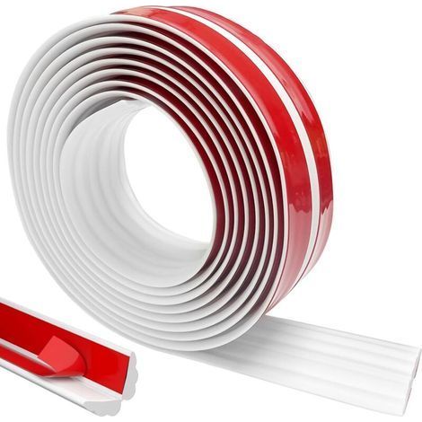 Weiße, selbstklebende Zierleisten 3 m x 4 cm, flexibler TPE-Zierstreifen, selbstklebend, Deckenleisten, selbstklebende Eckleisten für Wandkanten, Böden, Schränke (1/5)